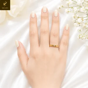 Nhẫn Vàng 9999 Nữ Kim Kara Bản Trơn Đính Đá Trắng Tối Giản