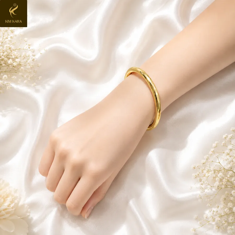 Vòng Tay Vàng 9999 Nữ Kim Kara Dáng Kiềng Trơn Sang Trọng