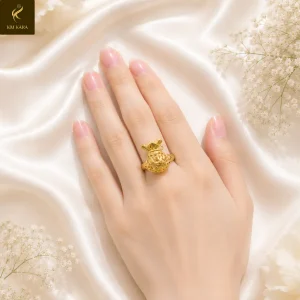 Nhẫn Vàng 9999 Nữ Kim Kara Mặt Túi Tiền Tài Lộc Sang Trọng