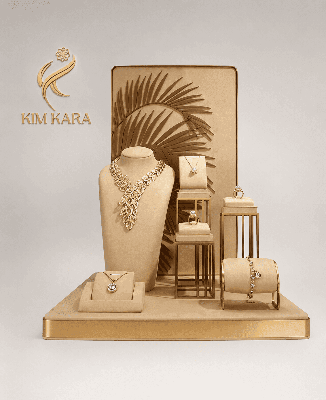 uxury gold jewelry display