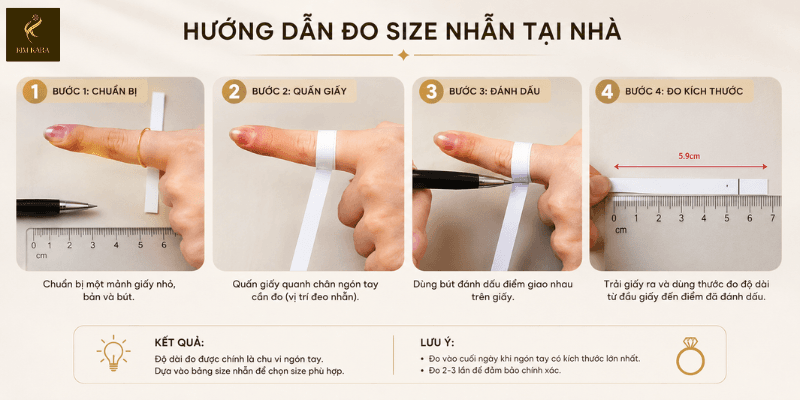Cách đo size nhẫn tại nhà chuẩn: Bảng quy đổi size nhẫn nam, nữ